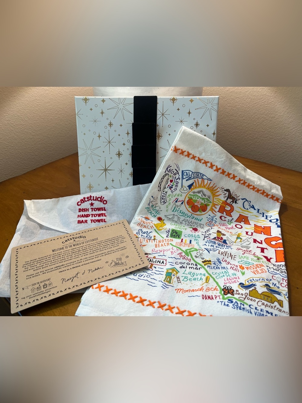 Catstudio Orange County California Cotton Dish Towel - Multicolor • Hostess Gift